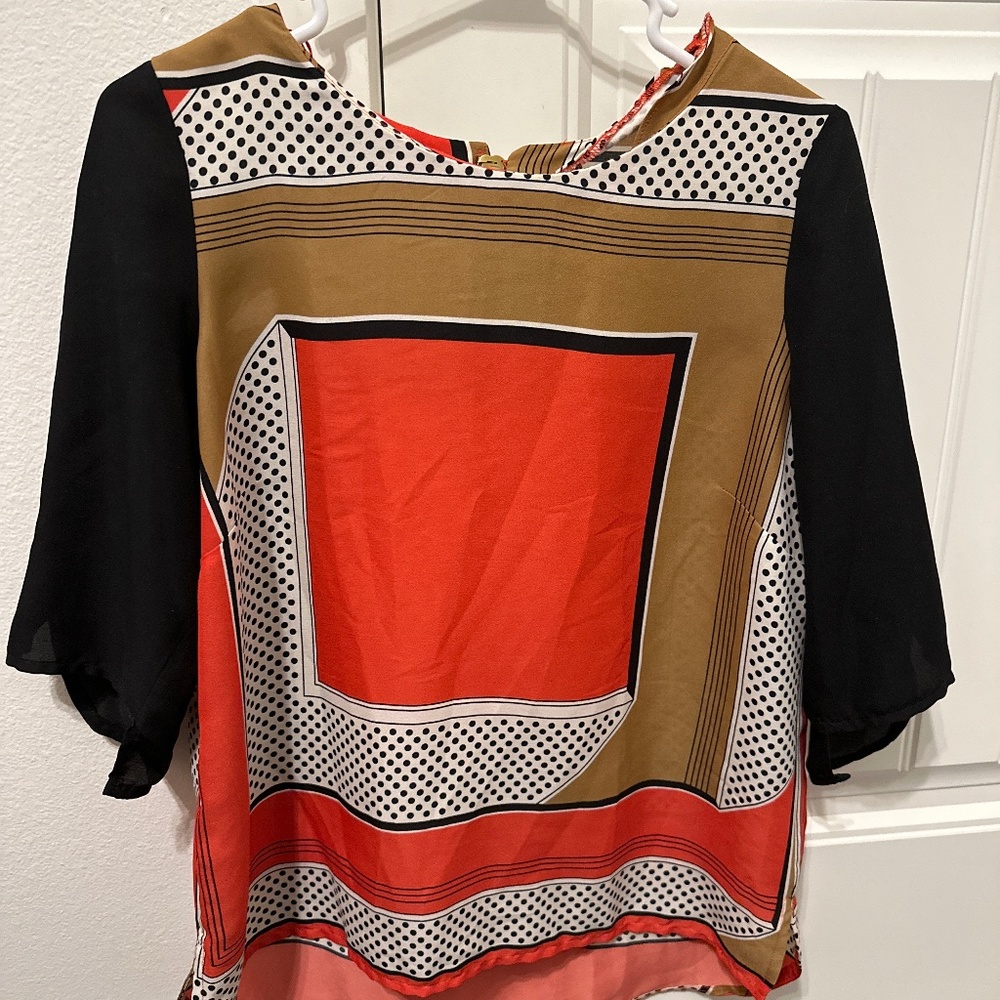 LS Color Block Blouse